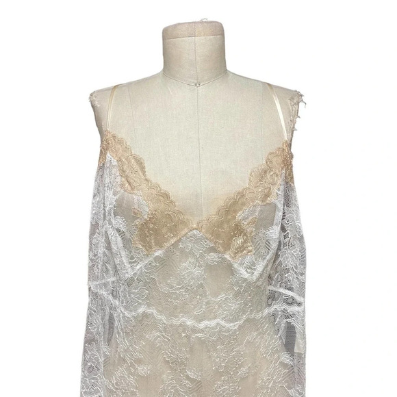 Josie Natori Chantilly Bordered Lace Chemise Lingerie White Size XL - Picture 3 of 12